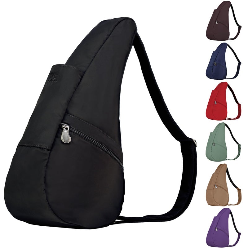 AmeriBag 15" Microfiber Healthy Back Bag Ergonomic Crossbody Sling for Everyday Use, Travel & Walking Comfort (Black) - Image 1
